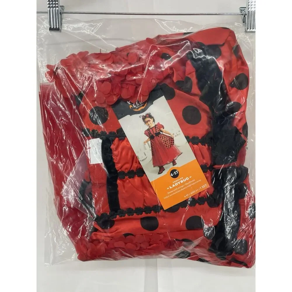 Toddler Ladybug Halloween Costume Dress Headpiece & Wings 4T 5T Hyde And‎ Eek